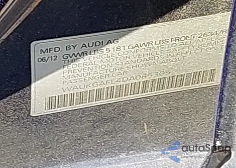 2013 Audi S4 3.0T Premium Plus from USA, damaged, VIN WAUKGAFL4DA085305